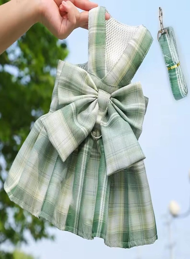 PET FUN سرج للكلاب والقطط من بيت فن مع مقود | سترة أنيقة بنقشة مربعات وربطة عنق | قابل للتعديل وجيد التهوية | تصميم تنورة بإغلاق أزرار | مناسب للجراء والقطط الصغيرة | لون عشوائي (مجموعة من قطعة واحدة) (صغير) - Image 5